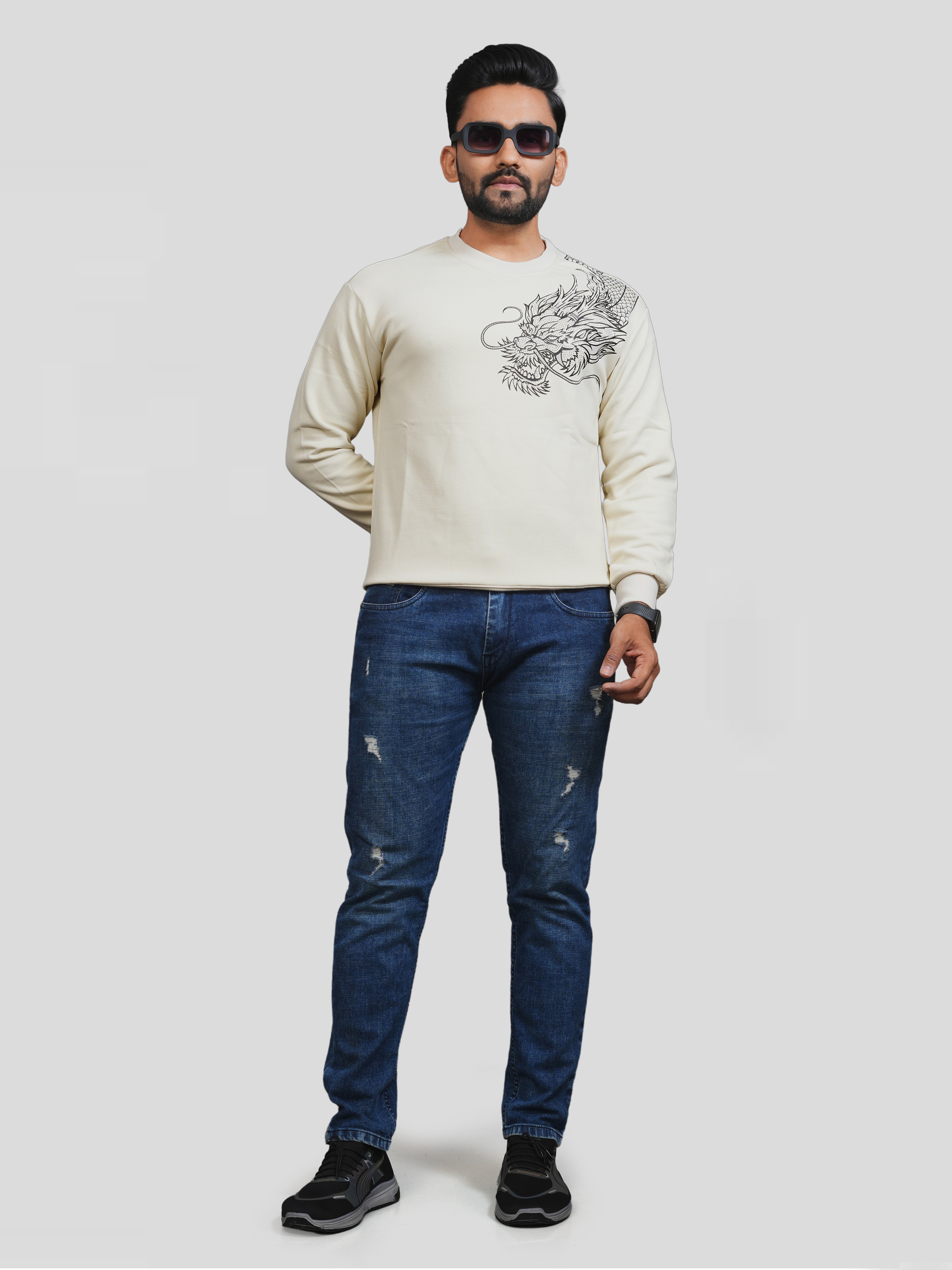 Siroski Dragon print Cream T-shirt
