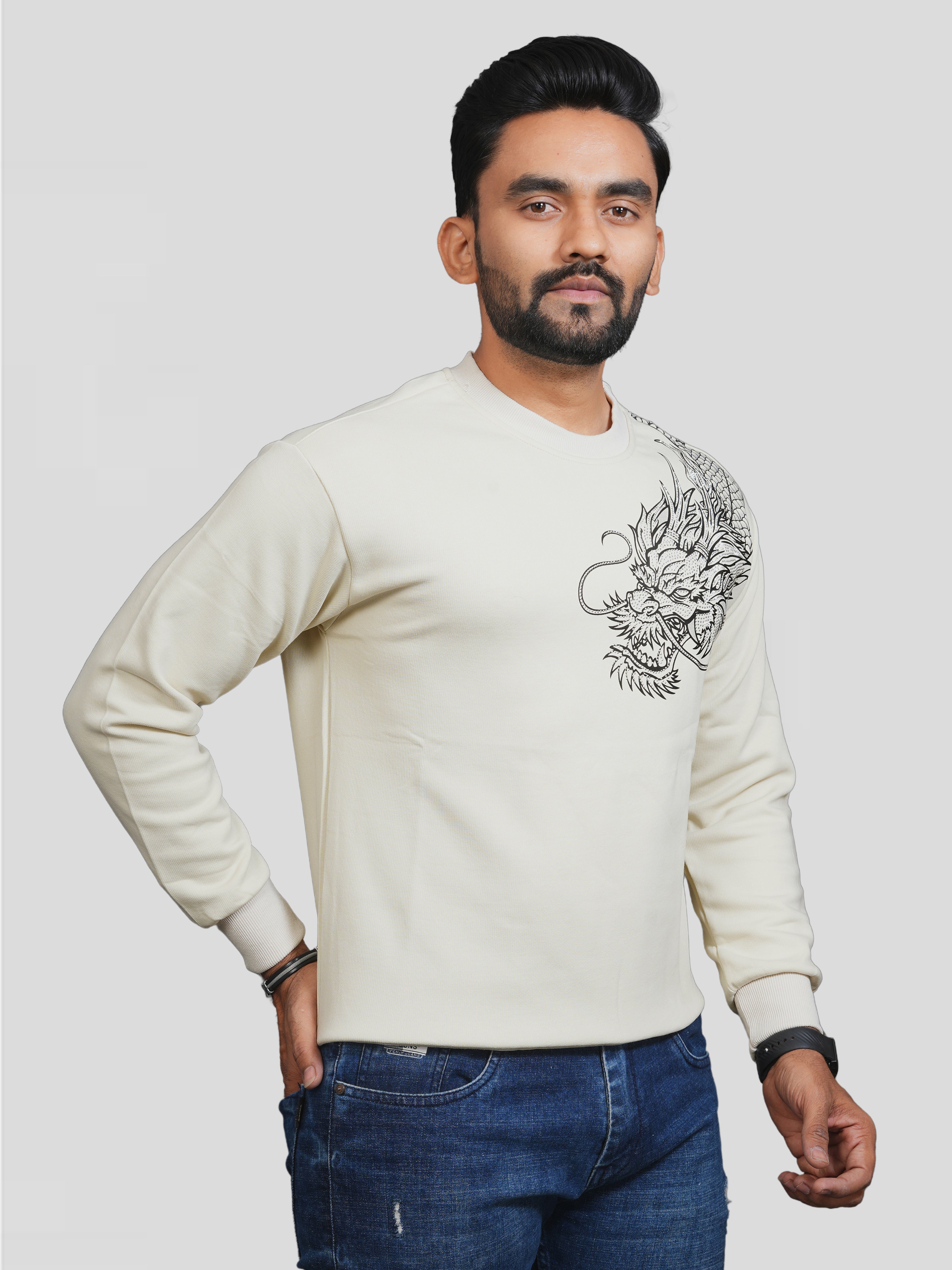 Siroski Dragon print Cream T-shirt
