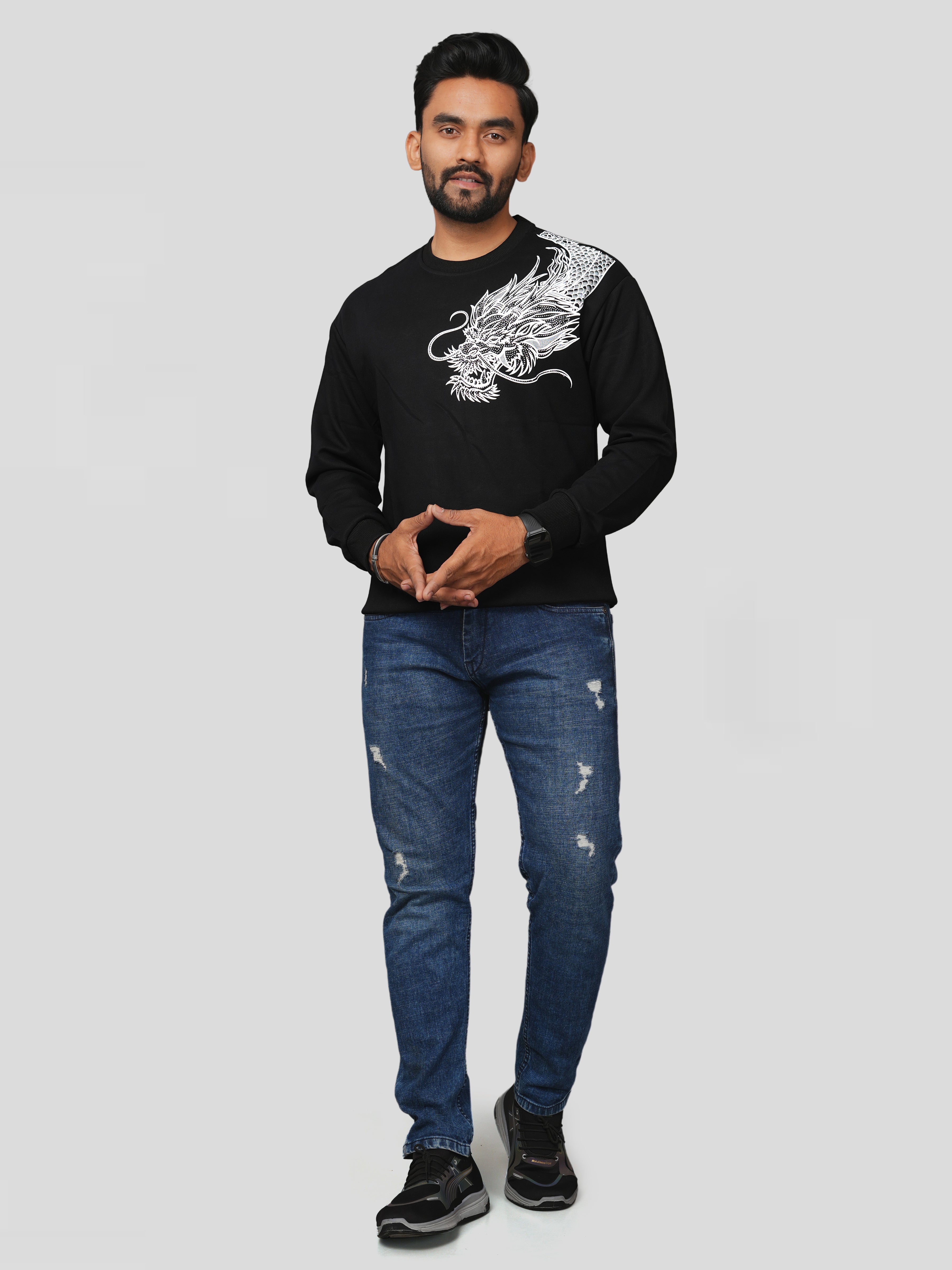 Siroski Dragon print Black T-shirt
