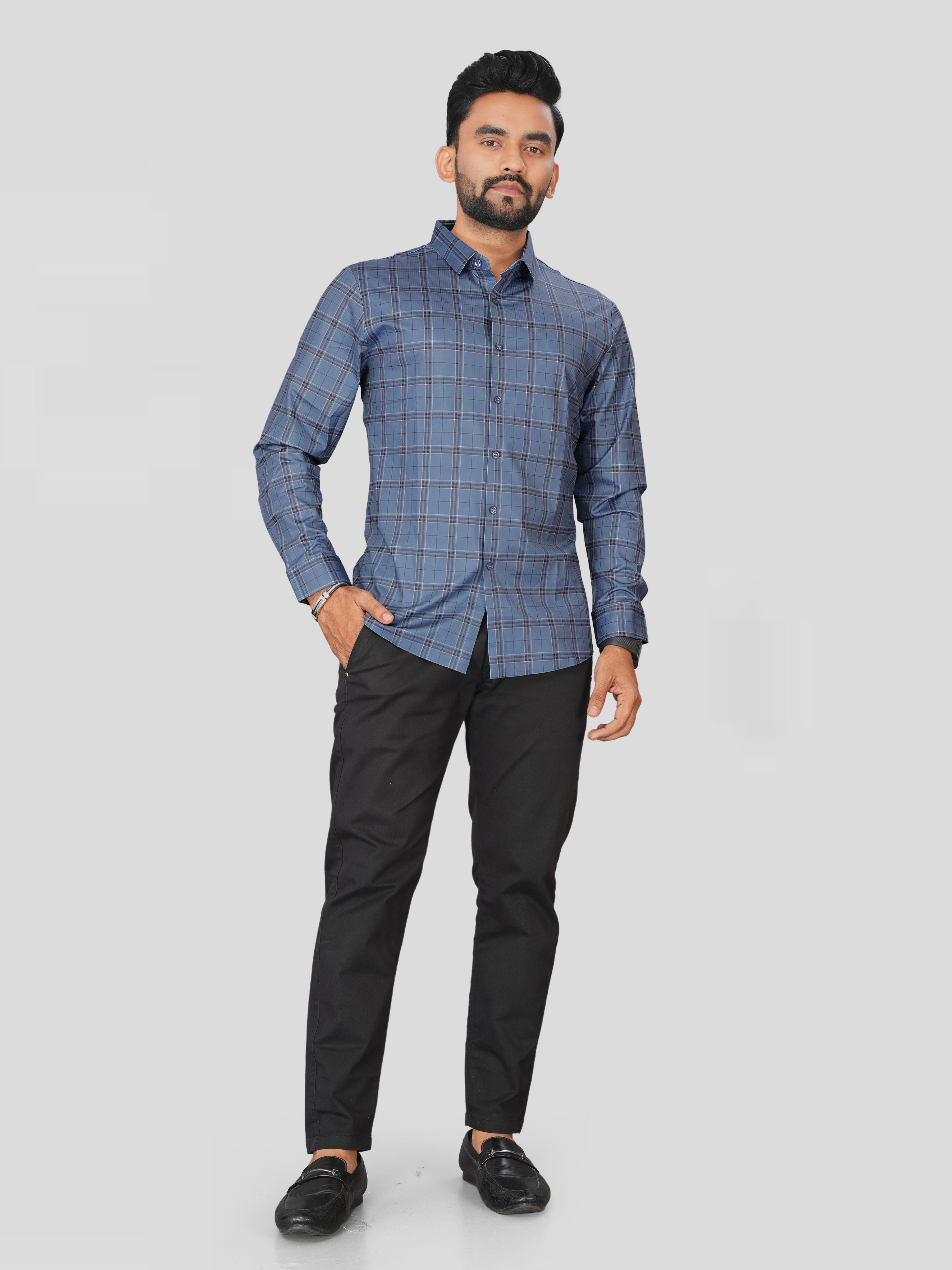 Blue Checks Regular Fit Shirt