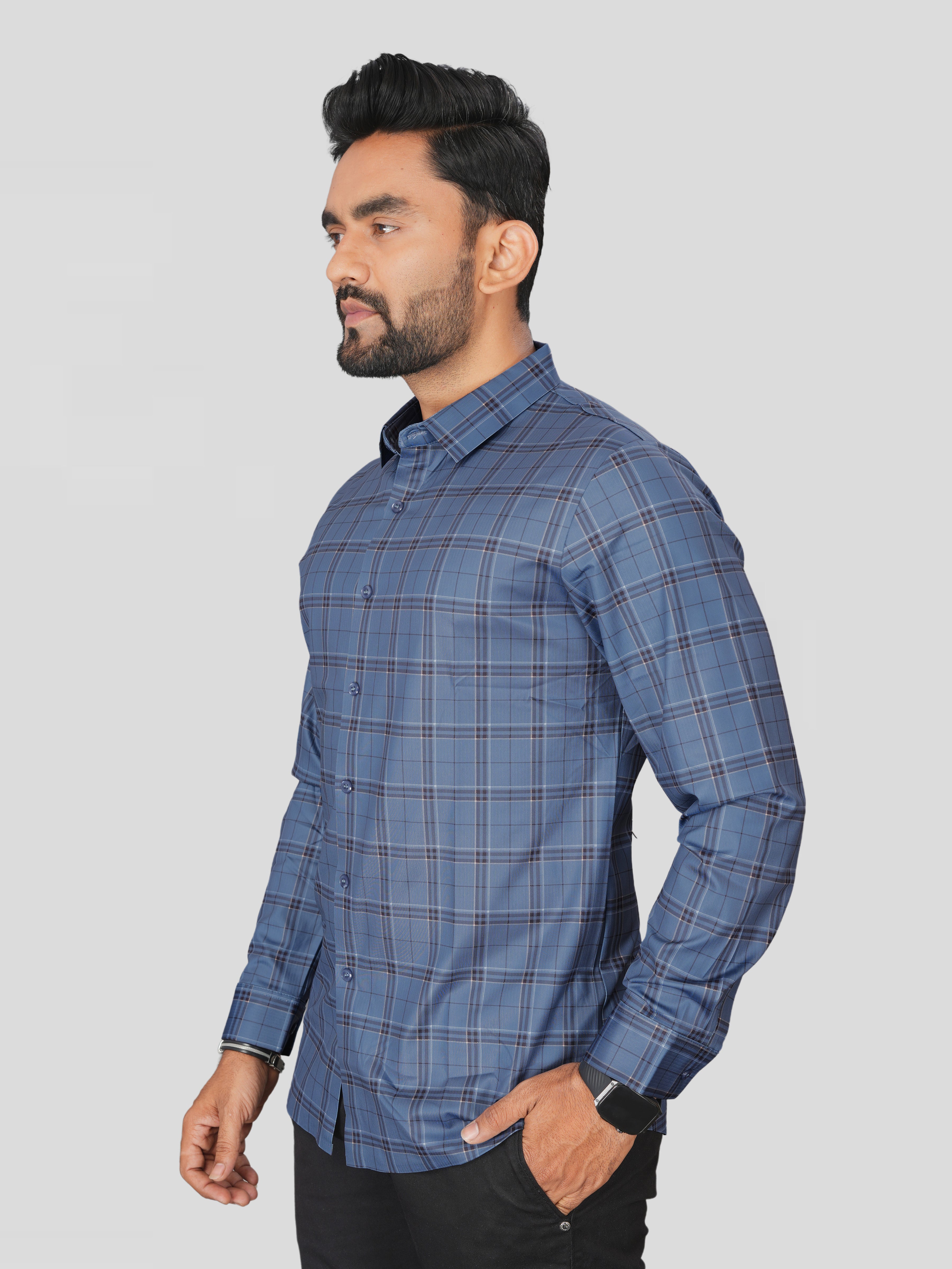 Blue Checks Regular Fit Shirt