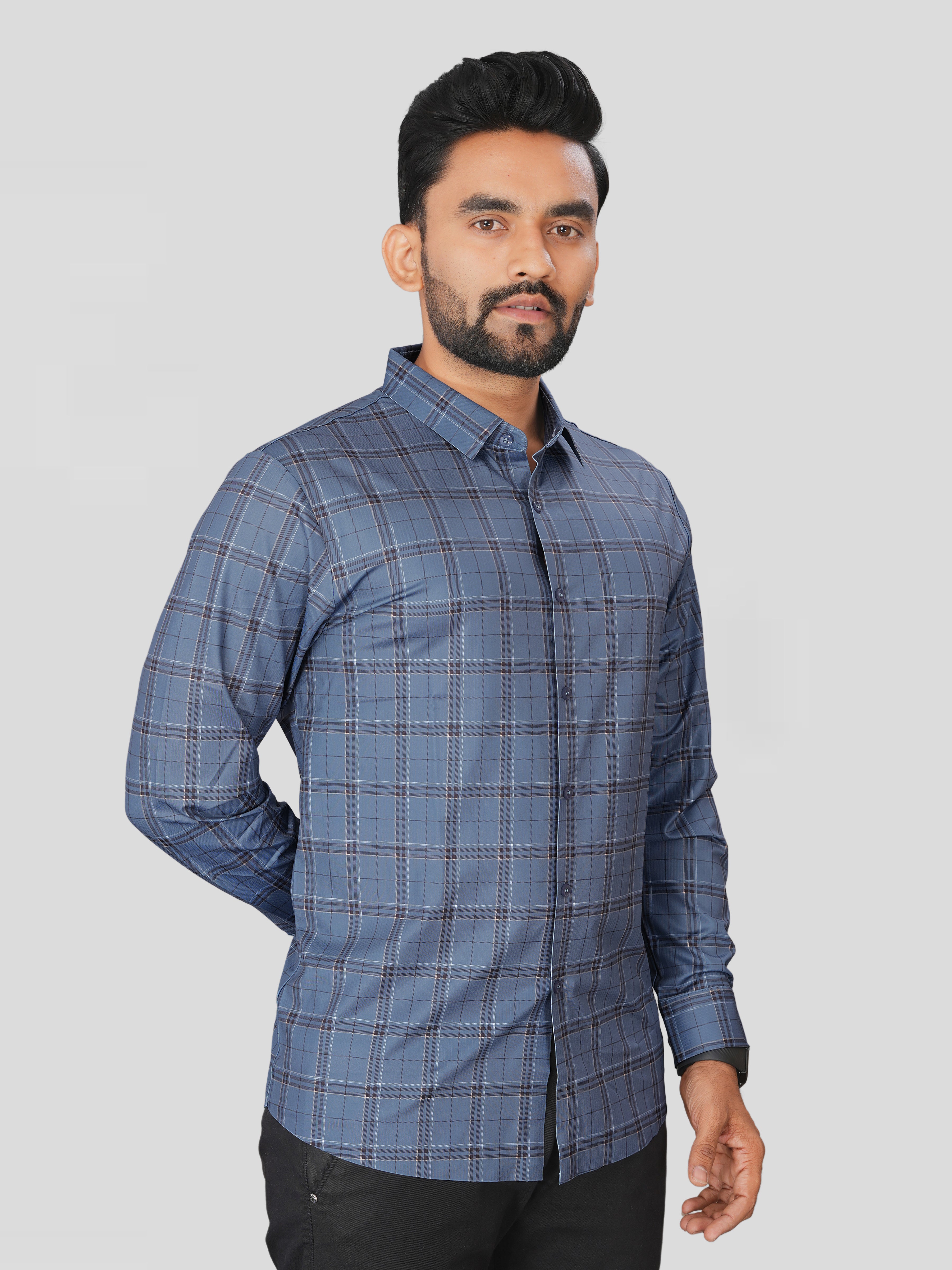Blue Checks Regular Fit Shirt