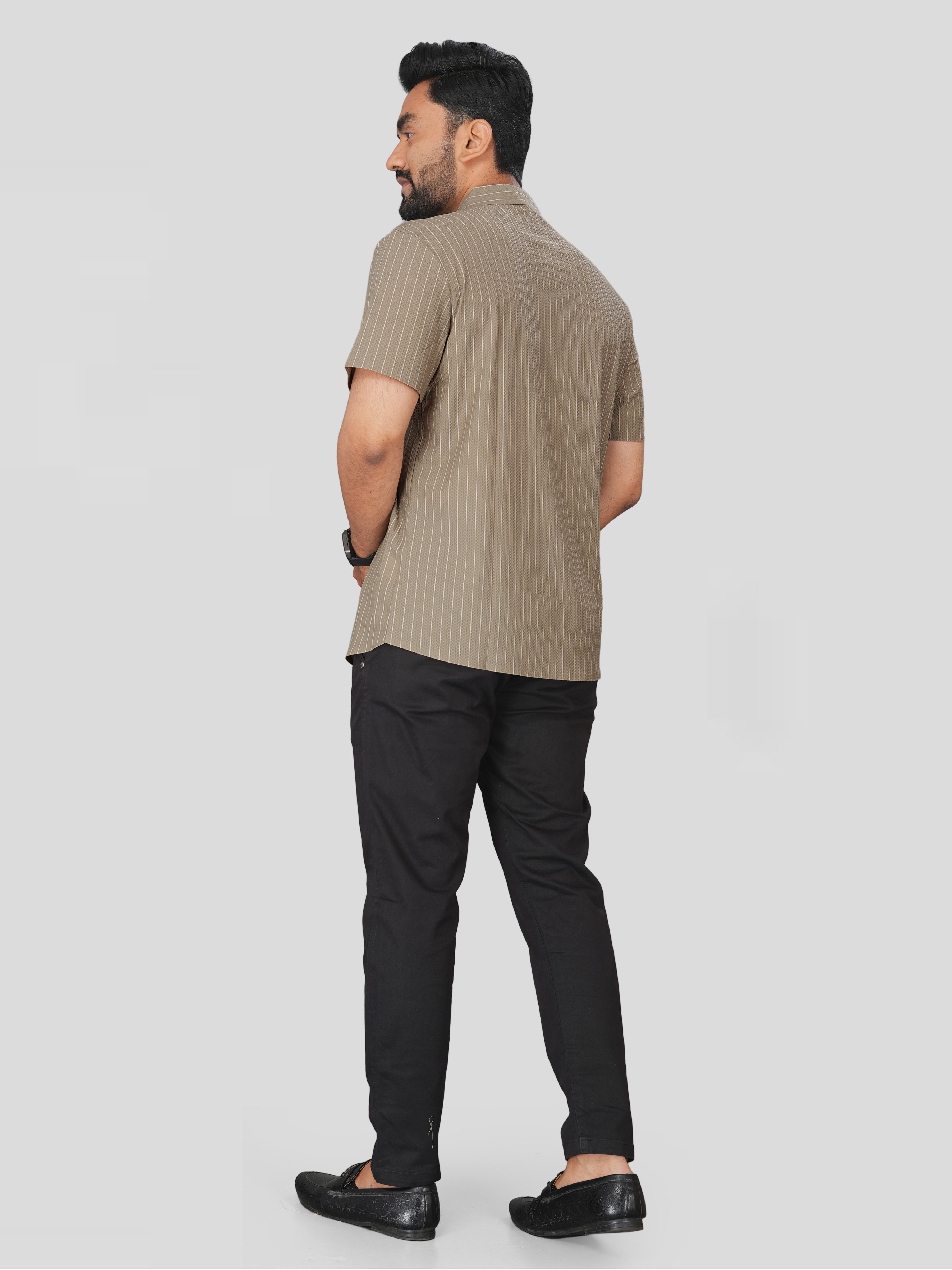 Beige Stripes Regular Fit Shirt